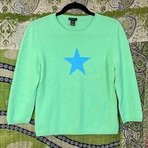 Y2K Only Mine Green/ Blue 2-Ply Cashmere Sweater Size Large